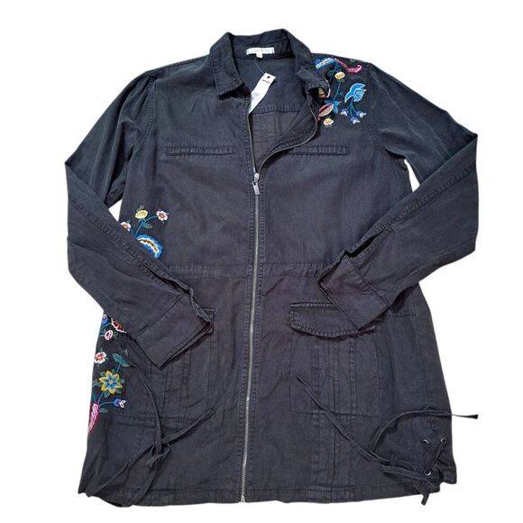 Willow & Clay Jackets & Blazers - Willow & Clay Women's Light Weight Jacket Floral Boho Fall Embroidery Sz Medium
